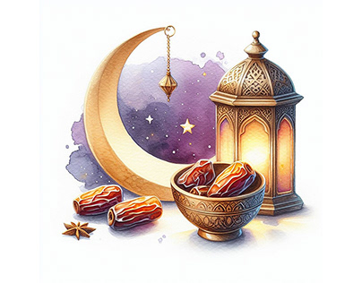 Watercolor Ramadan Lantern