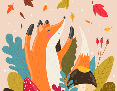 Fall, autumn vector cute illustrations