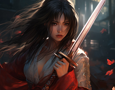 Anime girl with fighting sword