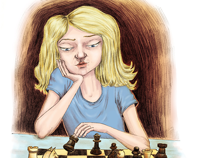 Ronia playing chess
