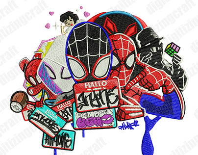 Spiderman Miles morales Spiderverse embroidery design