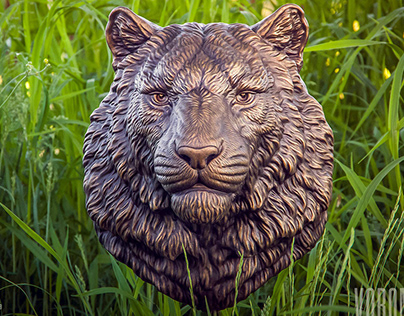 Tiger head sculpture wall decor