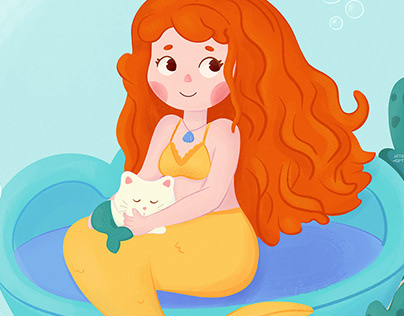 Mermaid with her little pet