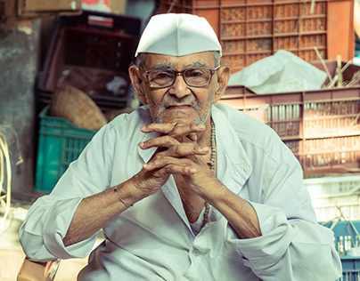 Portrait of Old Man in a Market in Mumbai