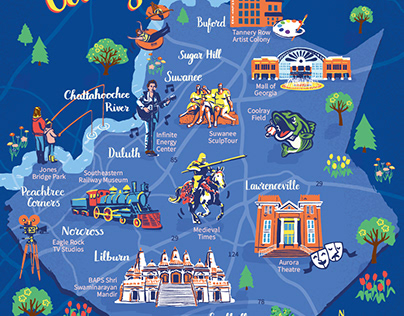 Gwinnett County Illustrated Map for Atlanta Magazine