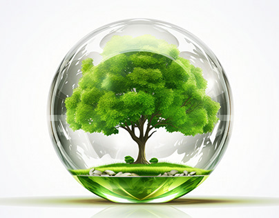 Green tree inside crystal ball stock illustration