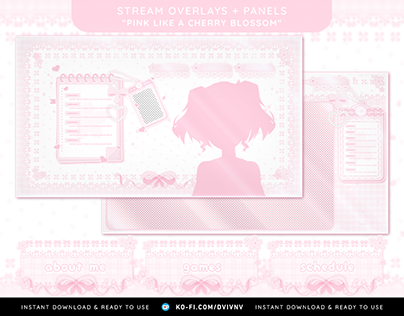 ✨🌸Pink like a Cherry Blossom Twitch overlays 🌸✨