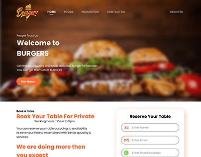 Burger Landing page UI/UX Design