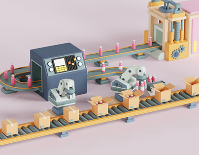 Factory Process 3D Illustration