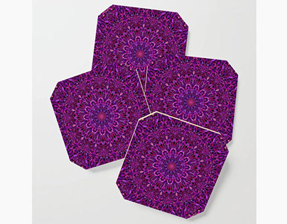Pretty Purple Mandala Garden Coasters