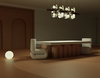Concept table a manger + lampadaire