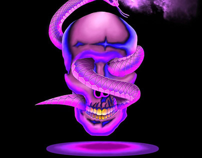 Skull, snake, illustration