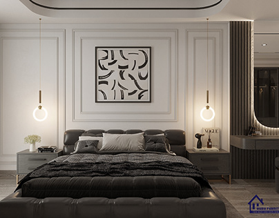 Modern black&white bedroom