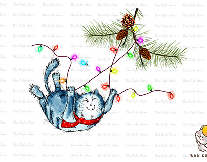 Tree Light Cat Christmas Sublimation