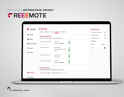 Settings page design- Privacy