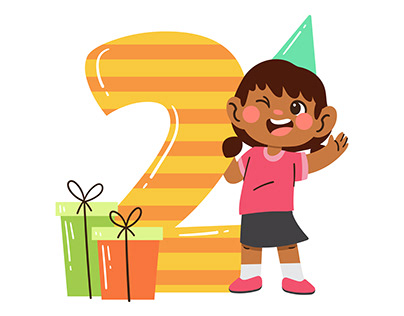 Birthday girl character illustration