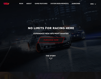 NFS Most wanted Gaming Website - Landing Page Design