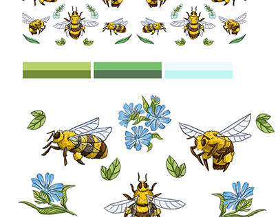 Bee, illustration, sketch.