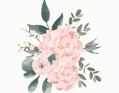 Watercolor floral elements and patterns in vector