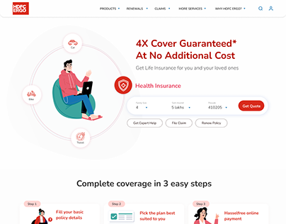 Project thumbnail - HDFC ERGO insurance website homepage