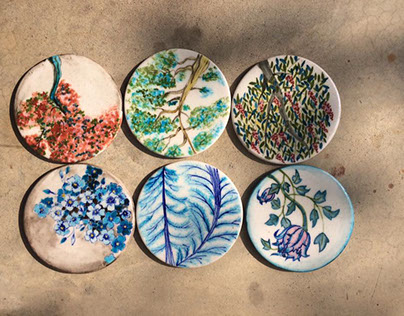 Customised Blue Pottery Coasters