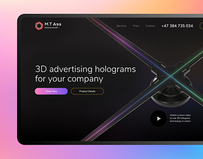 Advertising holograms — landing page design (M.T Ads)