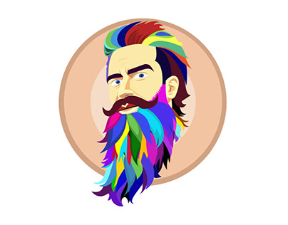 Иллюстрация «Мужчина с разноцветной бородой»