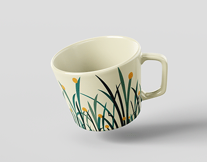 Mug Design - Grass, Flower Print