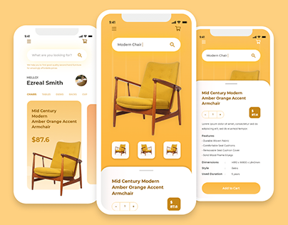 Mobile app design for a secondhand furniture seller