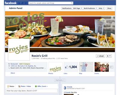 Rosie's Grill - Social Media Marketing Management