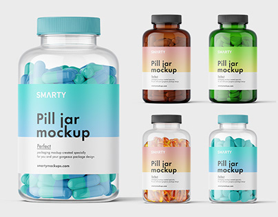 Jar with medicines mockups