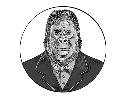 Gorilla Wearing Tuxedo Drawing