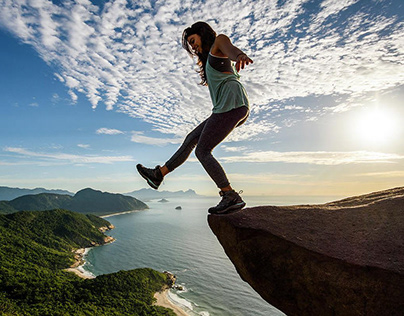 Stunning Photography Woman Standing Edge Rock