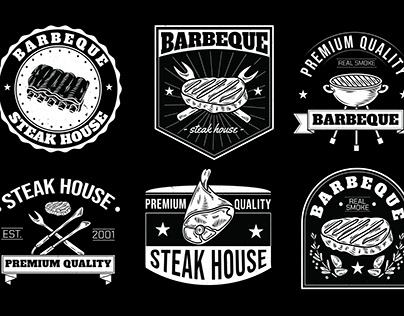Hand Drawn BBQ Grill Badge Logo