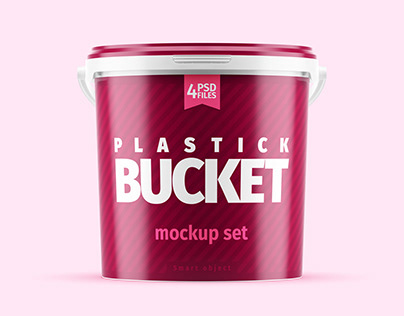 Plastic Bucket Mockup Set.