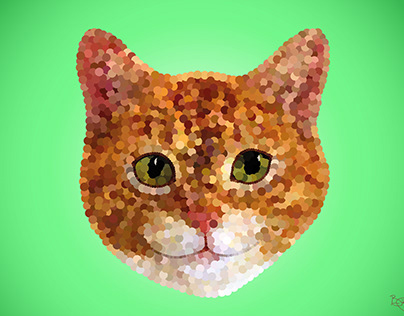 Cat Digital Art (Pointillism)