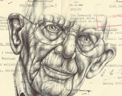 Bic Biro drawing on 1945 government documents