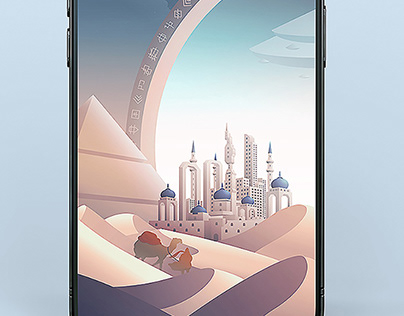Desert planet with a Stargate Wallpaper for iPhone