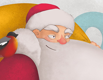 llustration Father Frost and bullfinches