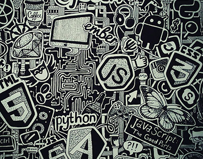 Doodle for programmers. Sticker on laptop