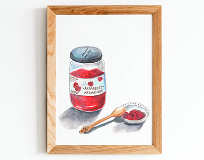 Raspberry Marmelade watercolor illustration