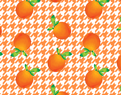 SEAMLESS HOUNDSTOOTH FLORAL AND FRUITS PATTERN