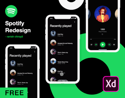 Free XD - Spotify App Redesign Concept