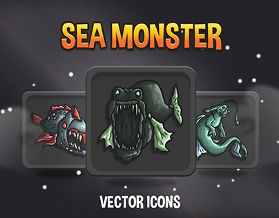 Sea Monster Game Icon Set