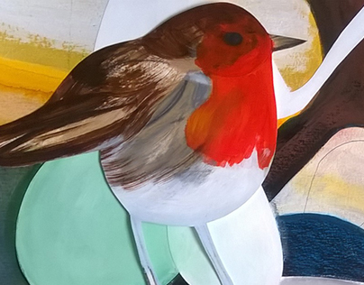 Cutout - In the garden - Robin Redbreast Bird