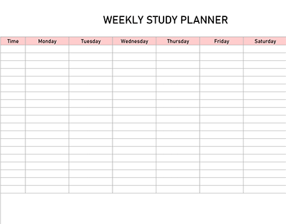 Printable Weekly Study Planner Template for Students