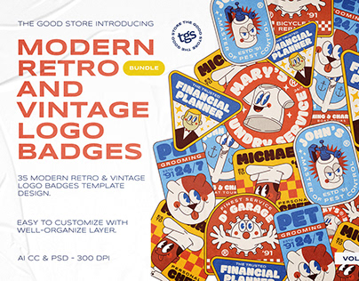Modern Retro and Vintage Logo Badges Bundle Volume #1