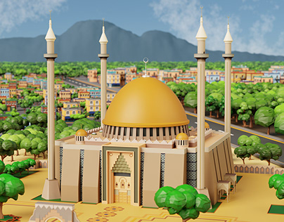 Project thumbnail - 3D Low Poly Scene | Central Abuja Mosque