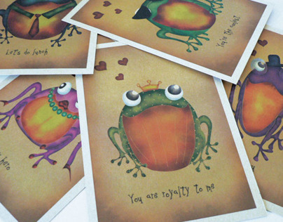 Whimsical frog doodles coloured in Photoshop