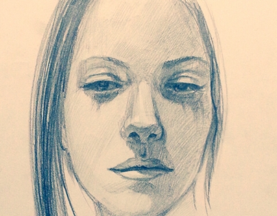 Self-portrait, toned paper, pencil